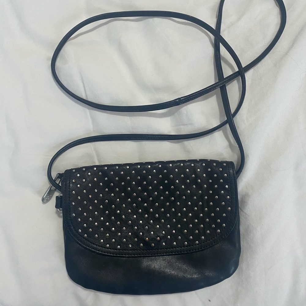Kipling Studded Mini Bag - Leather - Black Silver
